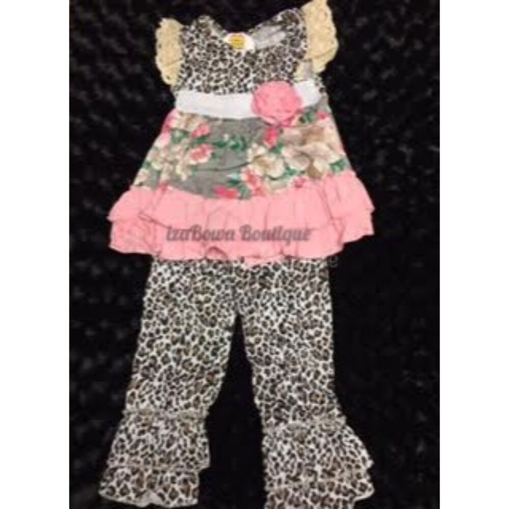 Floral Cheetah 2 pc Set   4014  4T  NWT Boutique